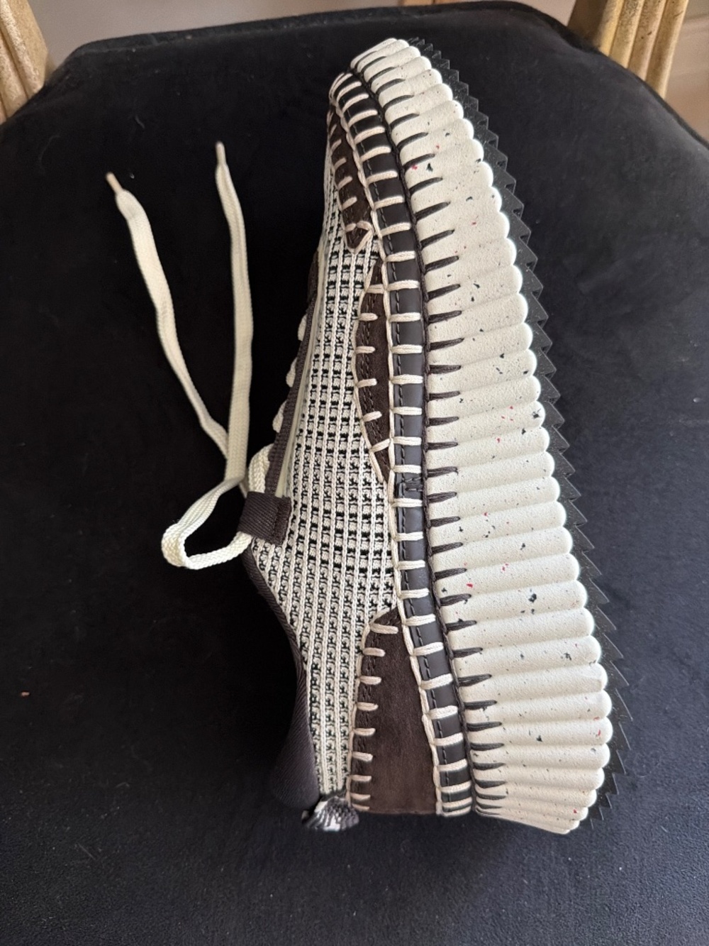 Chloe Nama Woven Stitch-Trim Platform Sneaker Size 38 White Black & Brown NIB - Picture 17 of 17
